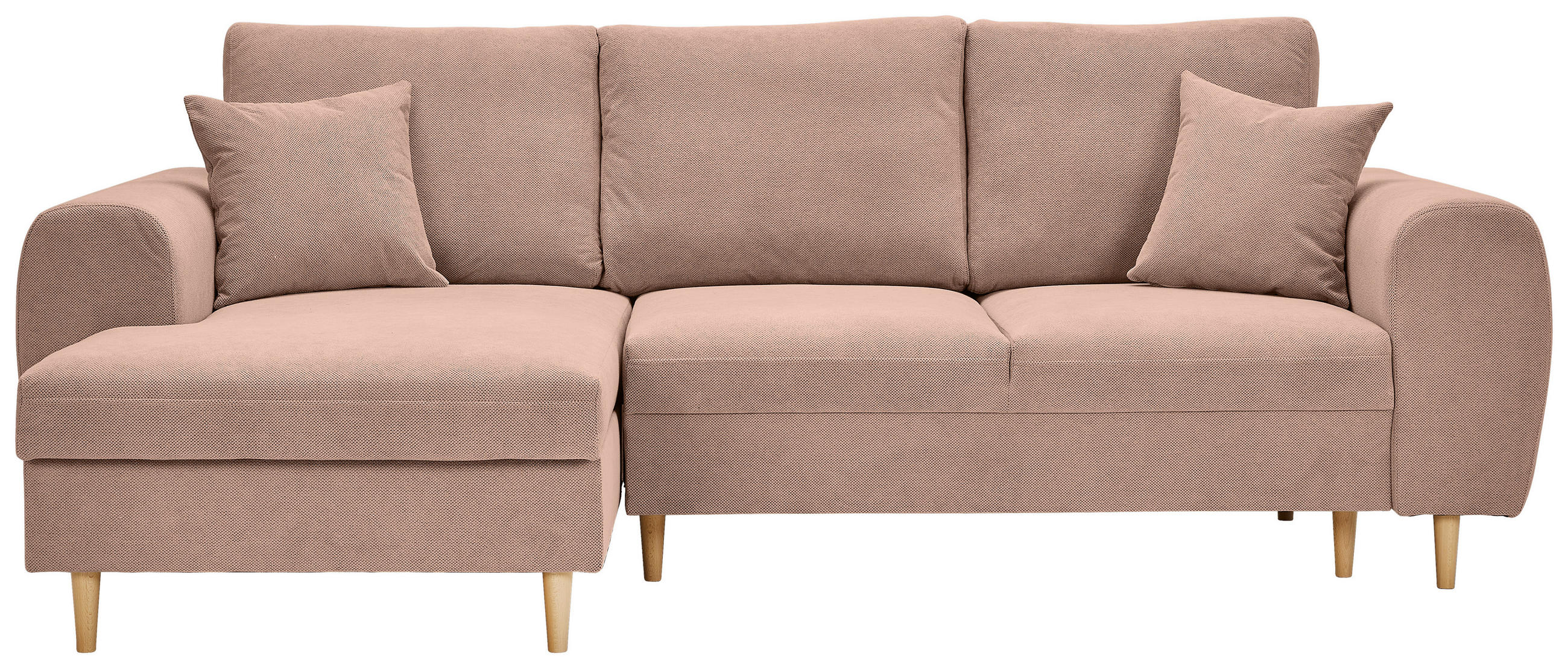 ECKSOFA in Webstoff Altrosa  - Altrosa/Naturfarben, Konventionell, Holz/Textil (145/250cm) - MID.YOU