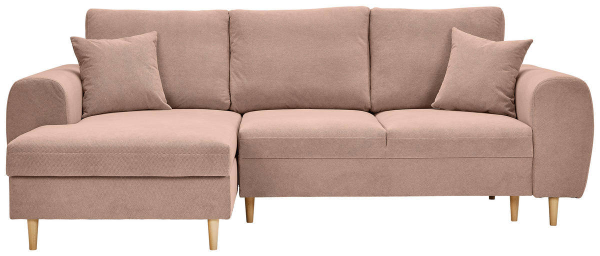 ECKSOFA in Webstoff Altrosa  - Altrosa/Naturfarben, Konventionell, Holz/Textil (145/250cm) - MID.YOU