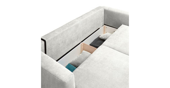 SCHLAFSOFA Cord Naturfarben Zierkissen, Rückenkissen, Bettkasten, Schlaffunktion, Rücken echt  - Schwarz/Naturfarben, Design, Kunststoff/Textil (250/92/105cm) - Carryhome