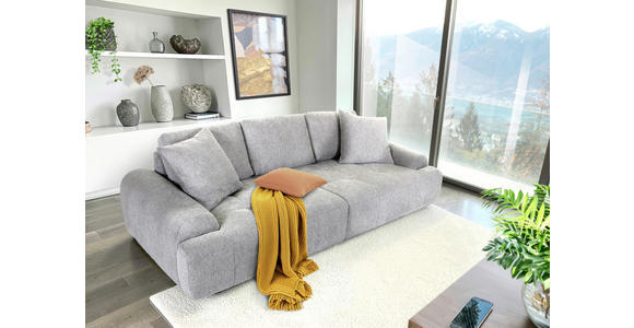 BIGSOFA Flachgewebe Grau  - Schwarz/Grau, KONVENTIONELL, Kunststoff/Textil (276/95/130cm) - Carryhome
