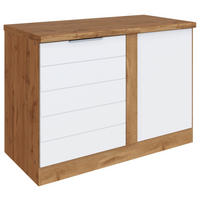 ECKUNTERSCHRANK 120/86/60 cm  in Weiß, Eiche Wotan  - Eiche Wotan/Weiß, Design, Holzwerkstoff/Metall (120/86/60cm) - Held