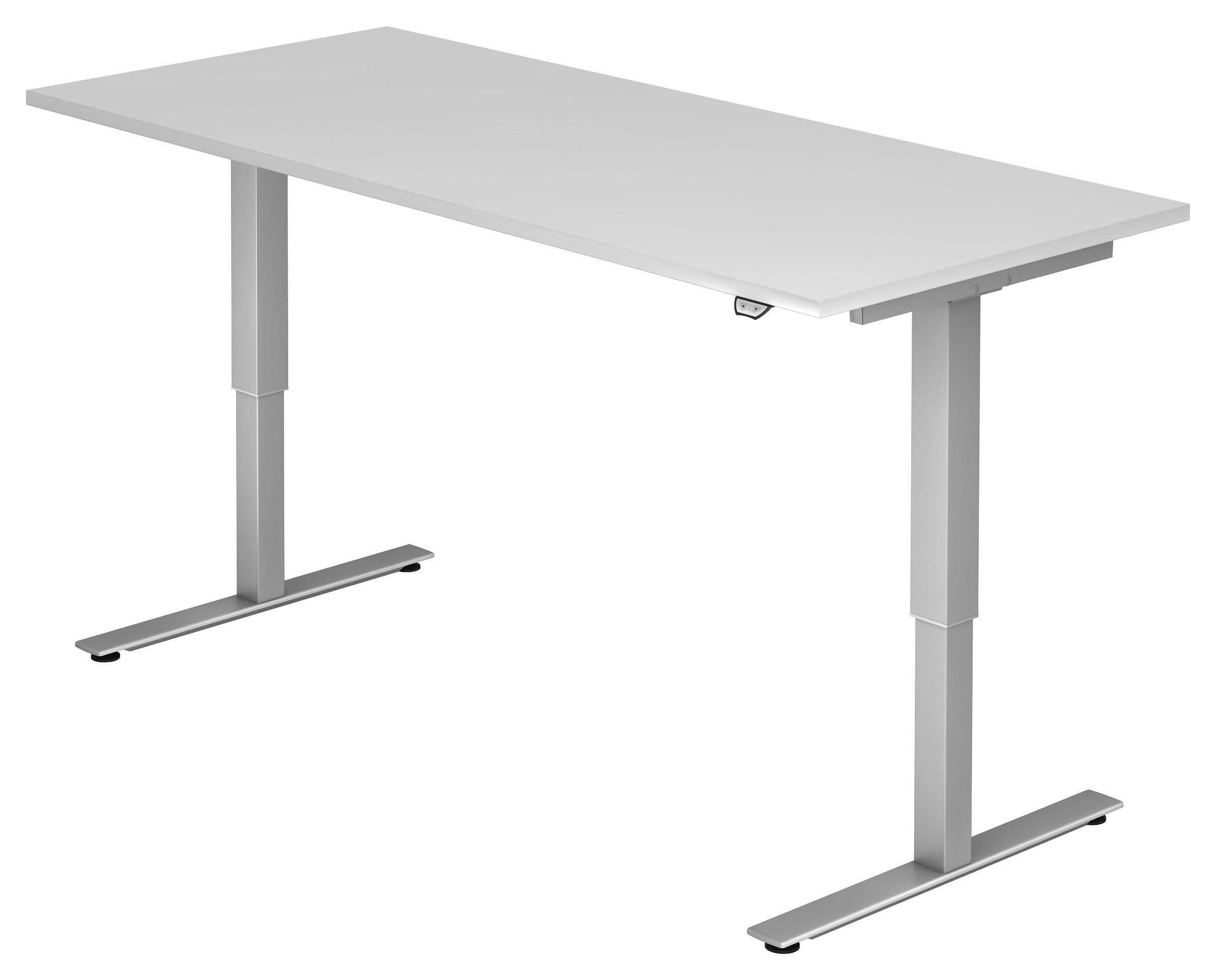 SCHREIBTISCH 180/80/72-119 cm Weiß elektrisch höhenverstellbar  - Silberfarben/Weiß, KONVENTIONELL, Holzwerkstoff/Metall (180/80/72-119cm) - Venda