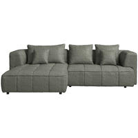 ECKSOFA Webstoff Graubraun  - Graubraun/Schwarz, Design, Kunststoff/Textil (188/288cm) - Welnova