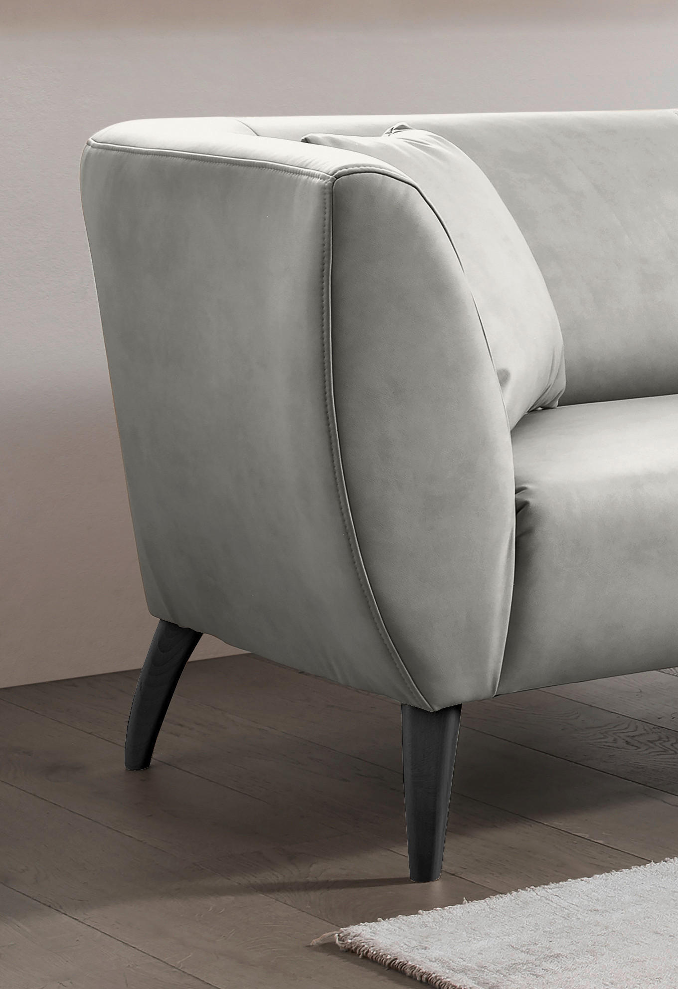 Thumbnail - Livetastic 3-Sitzer-Sofa, Grau, Textil, Buche, Uni, Füllung: Schaumstoff, 208x83x88 cm, Made in EU, Rücken echt, Armteil...