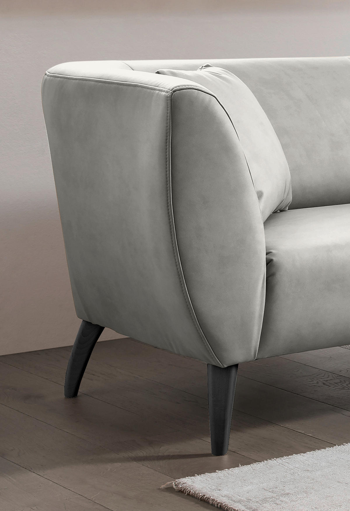 3-SITZER-SOFA in Lederlook Grau  - Schwarz/Grau, MODERN, Holz/Textil (208/83/88cm) - Livetastic