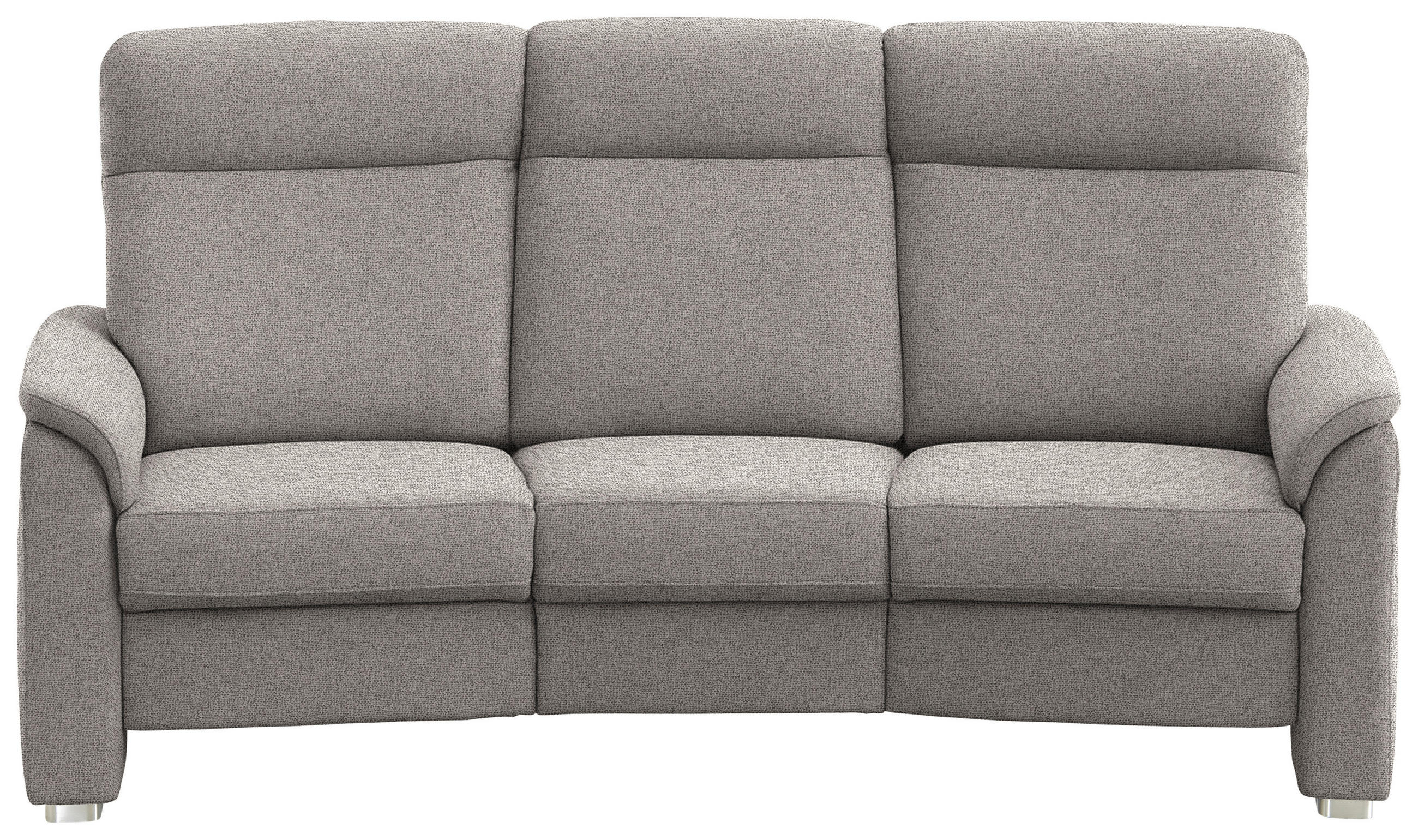TRAPEZSOFA Flachgewebe Graubraun  - Graubraun/Alufarben, Konventionell, Textil/Metall (218/107/103cm) - Beldomo Comfort