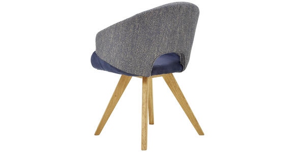 ARMLEHNSTUHL  in Webstoff, Flachgewebe  - Blau/Eichefarben, Design, Holz/Textil (58/83/59cm) - Linea Natura