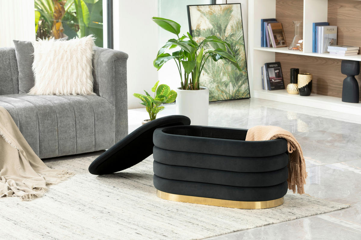 HOCKER in Metall, Textil, Holzwerkstoff Dunkelgrau  - Dunkelgrau/Schwarz, Design, Holzwerkstoff/Textil (80/42/42cm) - MID.YOU