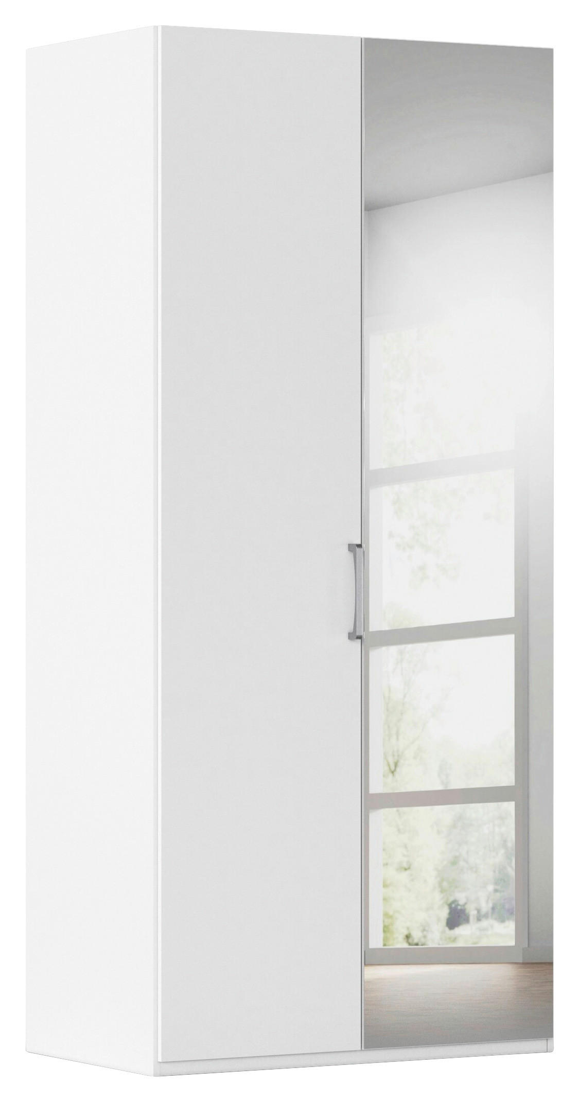 DREHTÜRENSCHRANK 101/223/61 cm,  in Weiß, 2-türig  - Chromfarben/Edelstahlfarben, Basics, Glas/Holzwerkstoff (101/223/61cm) - Novel