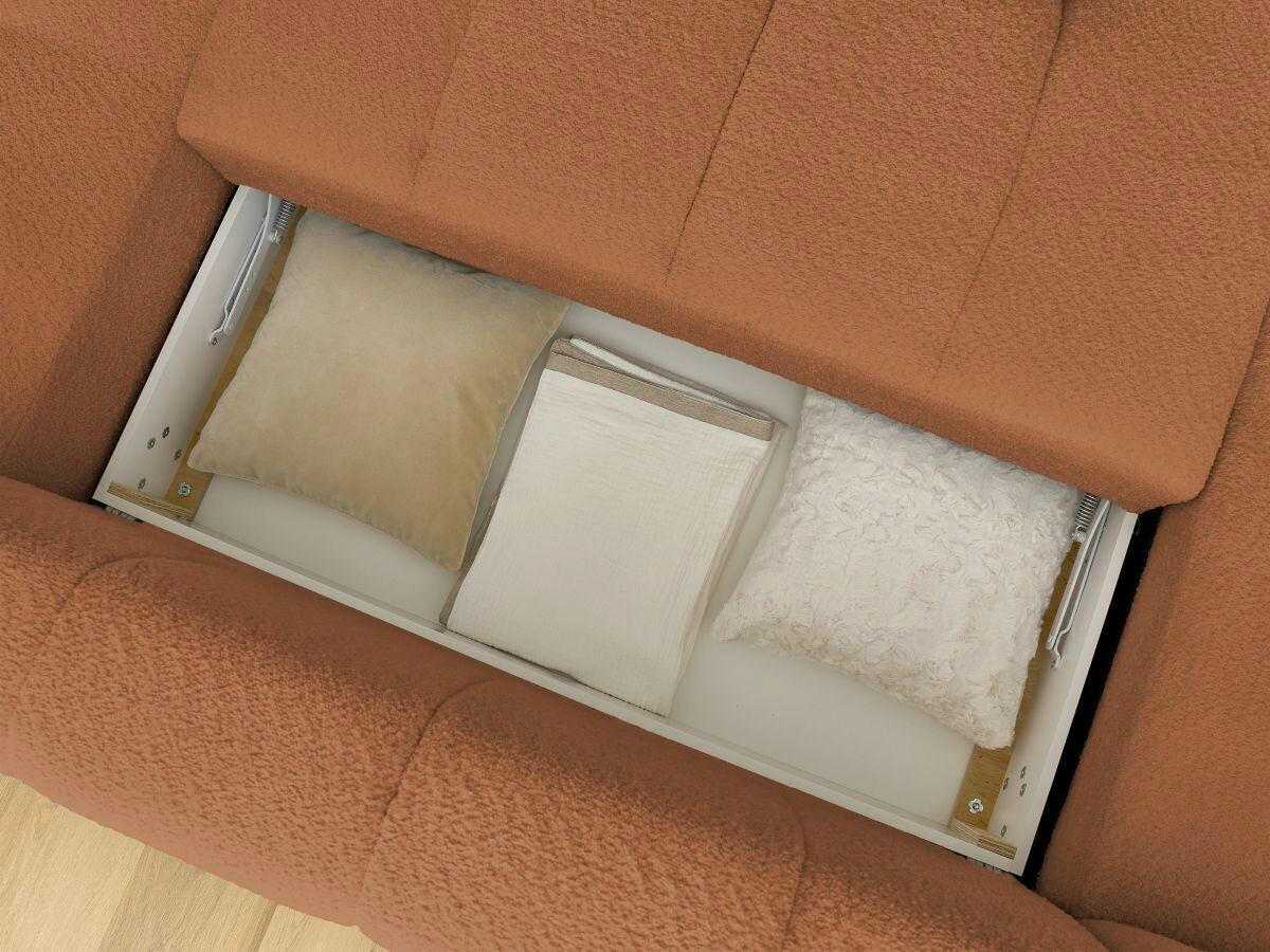 WOHNLANDSCHAFT  FUJI  Orange Bouclé  - Schwarz/Orange, MODERN, Kunststoff/Textil (160/377/204cm)