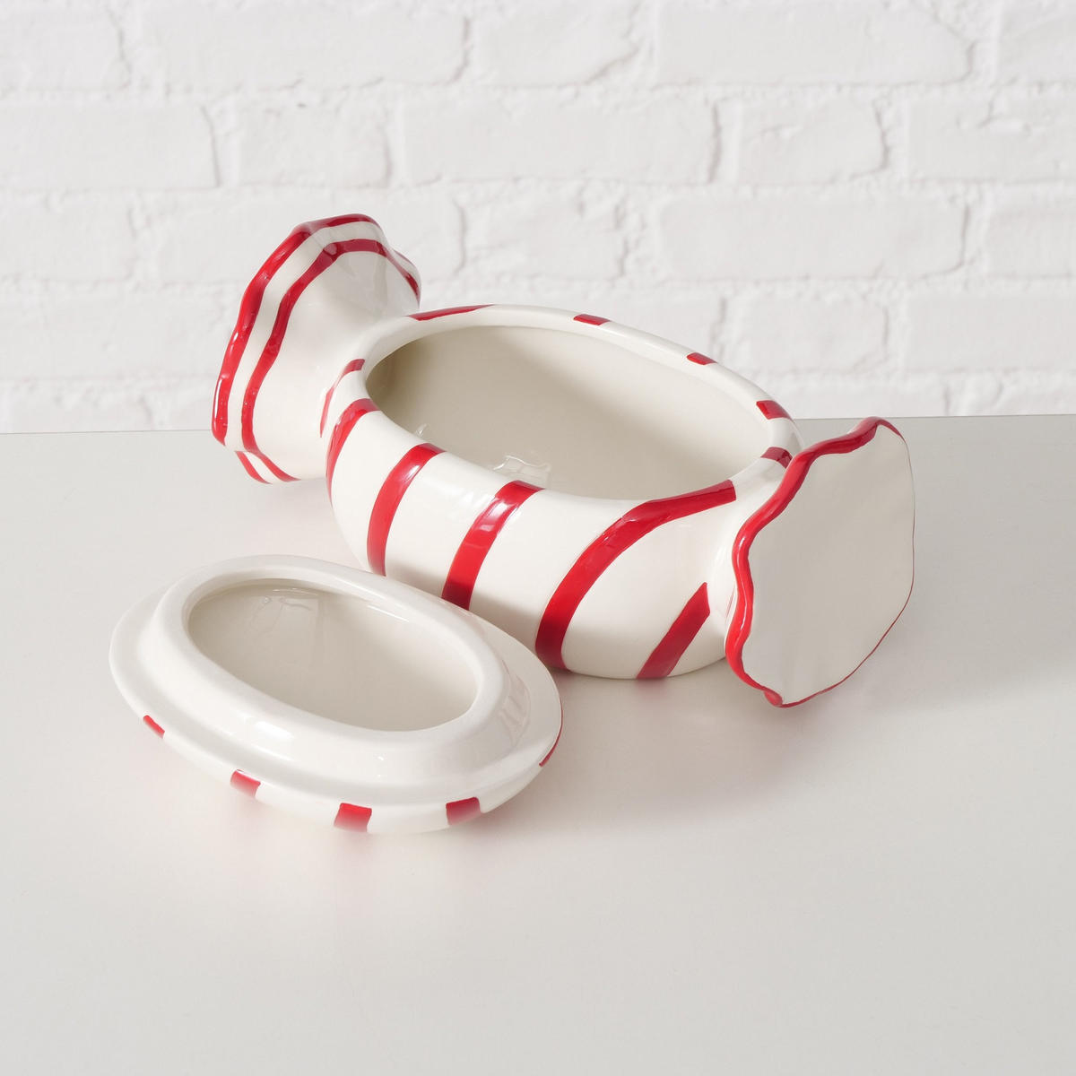 VORRATSDOSE 350 L  - Rot/Weiß, KONVENTIONELL, Keramik (20,4/11,3/10,5cm) - Boltze Home
