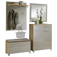 GARDEROBE 5-teilig  in 180/195/40 cm  - Taupe/Eichefarben, Design, Glas/Holz (180/195/40cm)