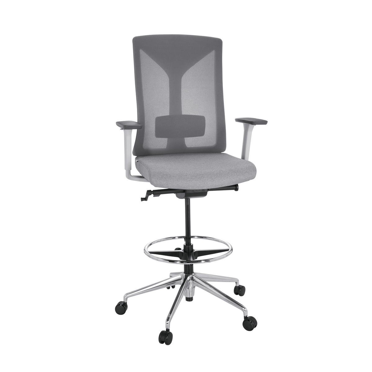 DREHSTUHL  in Netzbespannung, Flachgewebe Grau  - Silberfarben/Grau, Basics, Kunststoff/Textil (68/122/60cm) - MID.YOU