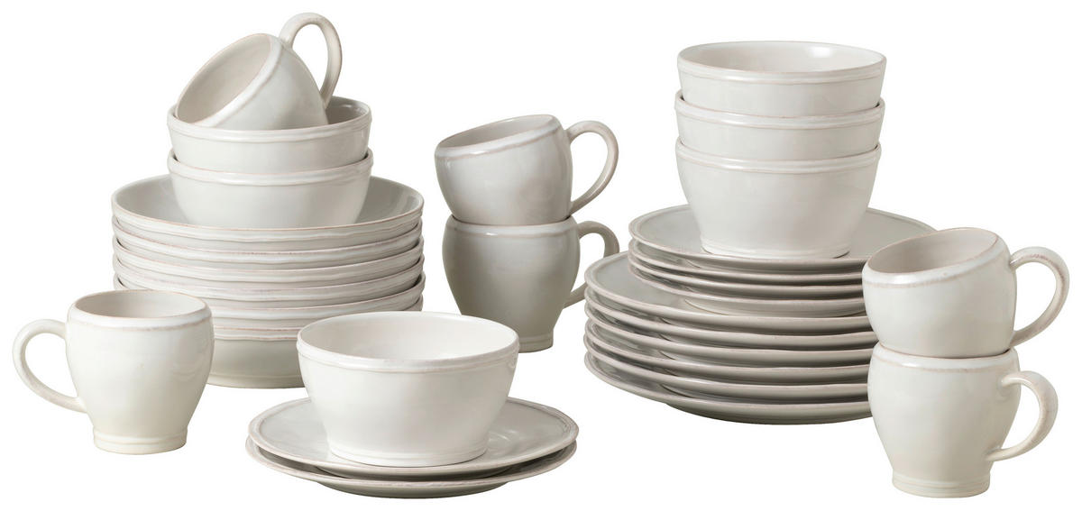 KOMBISERVICE Weiß FONTANA 30-teilig 6 Personen  - Weiß, Basics, Keramik - Costa Nova