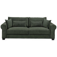 SCHLAFSOFA Cord Dunkelgrün  inkl. Zierkissen, Bettkasten, Schlaffunktion  - Dunkelgrün/Schwarz, Basics, Kunststoff/Textil (250/95/125cm) - MID.YOU