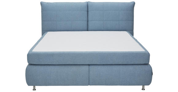 BOXSPRINGBETT 200/200 cm in Blau - Blau/Edelstahlfarben, KONVENTIONELL, Textil (200/200cm) - Dieter Knoll