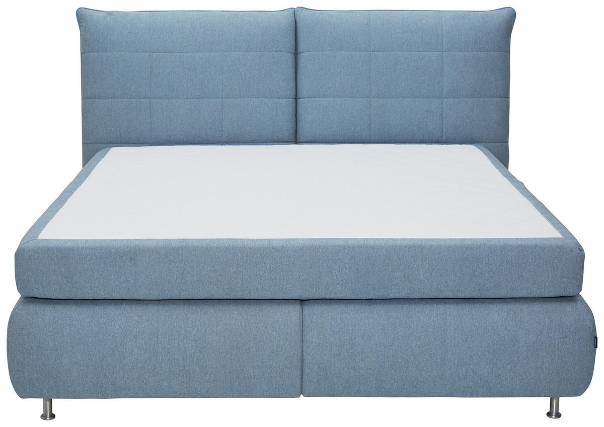 BOXSPRINGBETT 200/200 cm  in Blau  - Blau/Edelstahlfarben, Konventionell, Textil (200/200cm) - Dieter Knoll