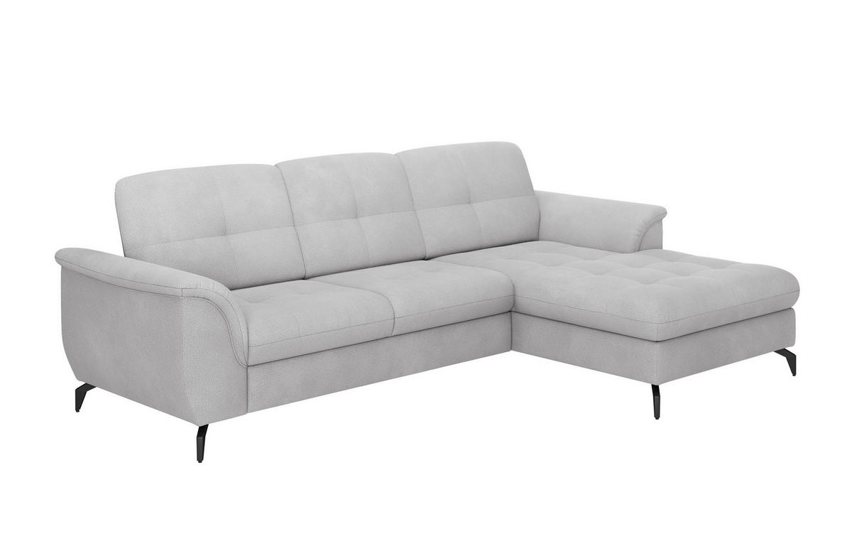 ECKSOFA ZORA E Silberfarben Flachgewebe  - Silberfarben/Schwarz, MODERN, Textil/Metall (262/164cm) - Sit & More