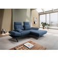 ECKSOFA  in Flachgewebe Blau Rücken echt, Armteilverstellung, Drehsitzfunktion  234/155 cm  - Blau/Schwarz, Design, Textil/Metall (234/155cm) - Dieter Knoll
