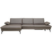 ECKSOFA in Echtleder Graubraun  - Graubraun/Schwarz, Design, Leder/Metall (157/325cm) - Dieter Knoll