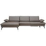ECKSOFA Dieter Knoll in Echtleder Graubraun  157/325 cm  - Graubraun/Schwarz, Design, Leder/Metall (157/325cm) - Dieter Knoll