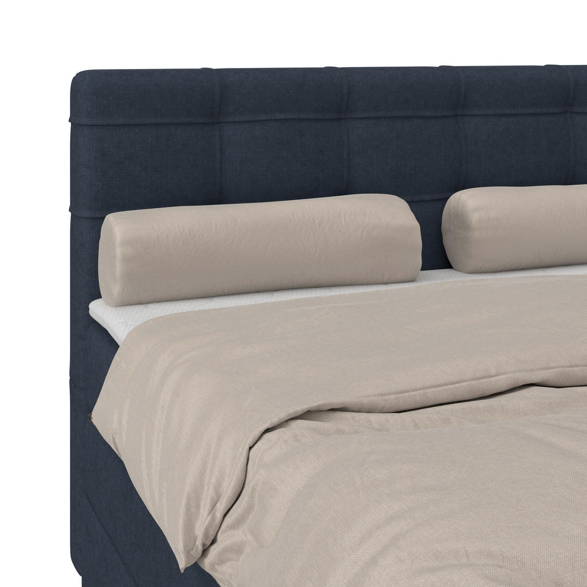 BOXSPRINGBETT 140/200 cm,  in Dunkelblau, H3 = fest  - Schwarz/Dunkelblau, KONVENTIONELL, Kunststoff/Textil (140/200cm)