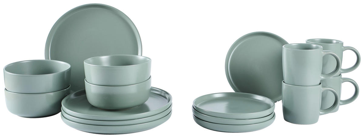 SERVICIU DE MASĂ COMPLET 16 piese  - verde, Trend, ceramică - Novel