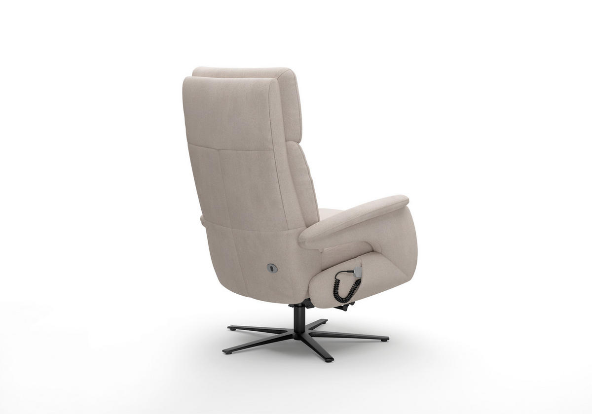 RELAXSESSEL TV TRIPLE SEVEN XTRA LARGE S1 Flachgewebe Kopfteilverstellung, Aufstehhilfe, Fußteilverstellung, Rücken echt    - Greige/Schwarz, Basics, Textil/Metall (86/111/86cm) - Sit & More