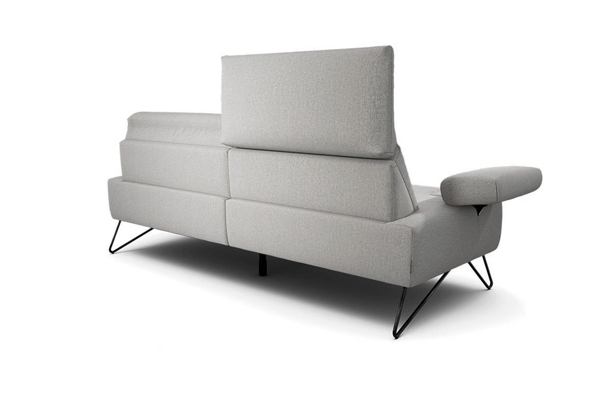 2,5-SITZER in Chenille Hellgrau  - Hellgrau/Schwarz, Design, Textil/Metall (204-234/85/86-94cm) - SENSOO