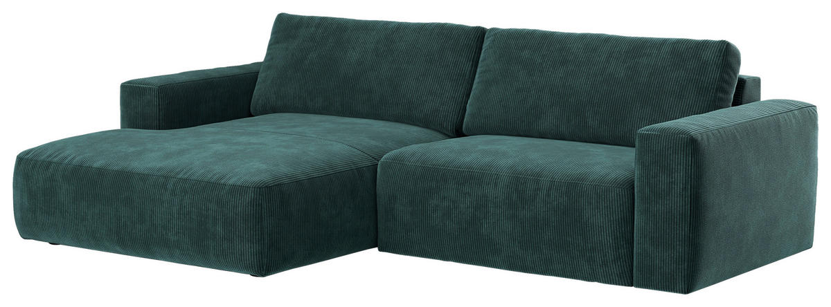 ECKSOFA in Mikrofaser Grün  175/283 cm  - Schwarz/Grün, MODERN, Kunststoff/Textil (175/283cm) - MID.YOU