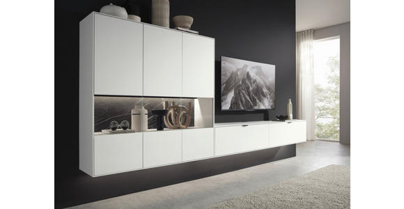 WOHNWAND  in Weiß  348,8/136,3/37,1 cm  - Schwarz/Weiß, Design, Glas/Keramik (348,8/136,3/37,1cm) - Dieter Knoll