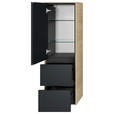 MIDISCHRANK 37/121/33 cm  - Eichefarben/Schwarz, MODERN, Glas/Holzwerkstoff (37/121/33cm) - Dieter Knoll