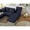 ECKSOFA  in Flachgewebe Blau Armteilverstellung, Relaxfunktion, Drehsitzfunktion  175-224/255-365 cm  - Blau/Schwarz, Design, Textil/Metall (175-224/255-365cm) - Dieter Knoll