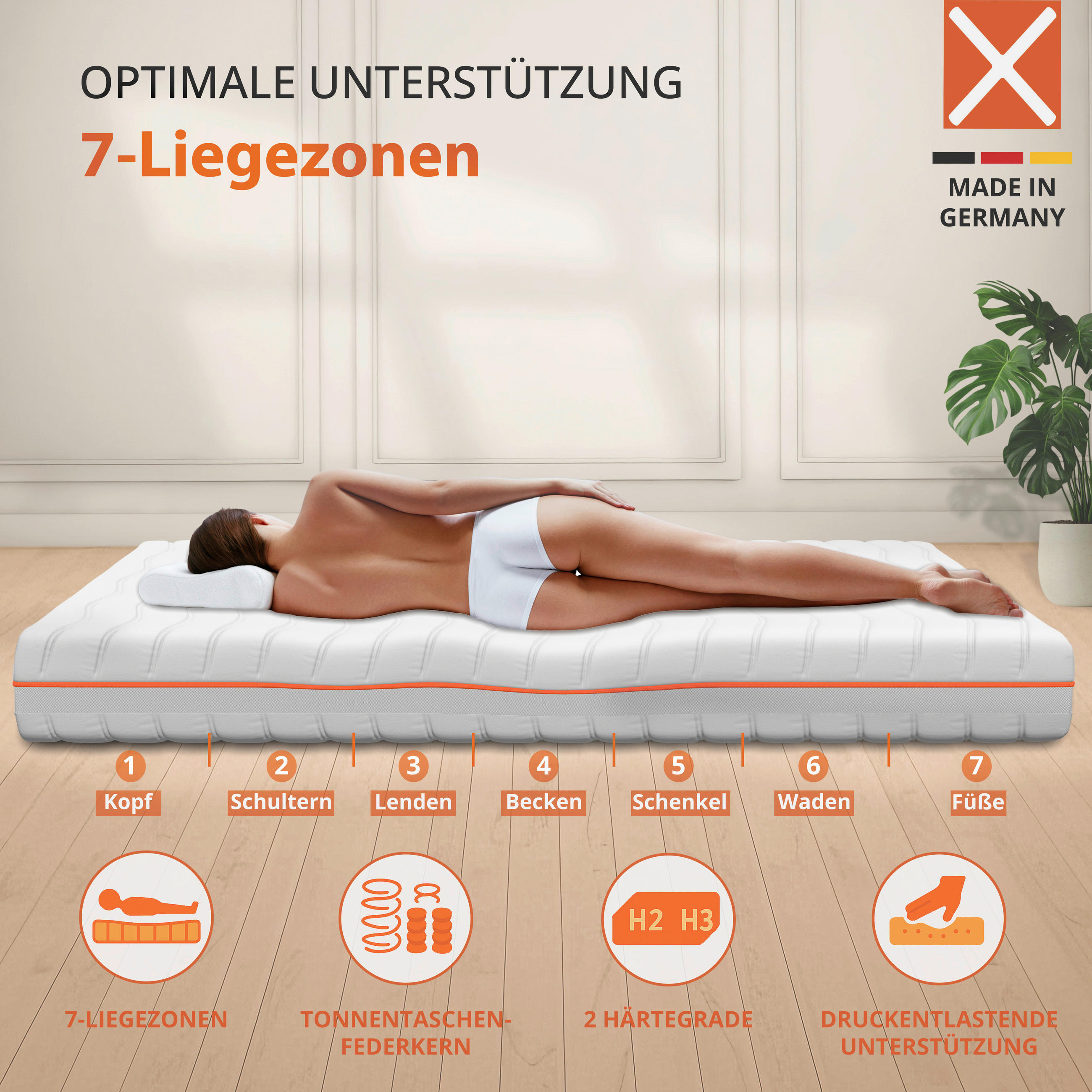 TASCHENFEDERKERNMATRATZE 90/200 cm Höhe ca. 20 cm - Weiß, Basics, Textil (90/200cm) - Xora