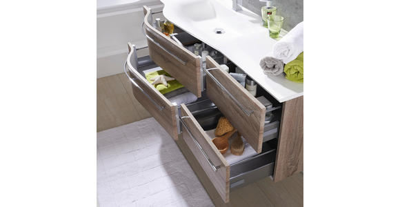 BADEZIMMER in 140,6 cm - Eichefarben/Weiß, Design, Glas/Holzwerkstoff (140,6cm) - Novel