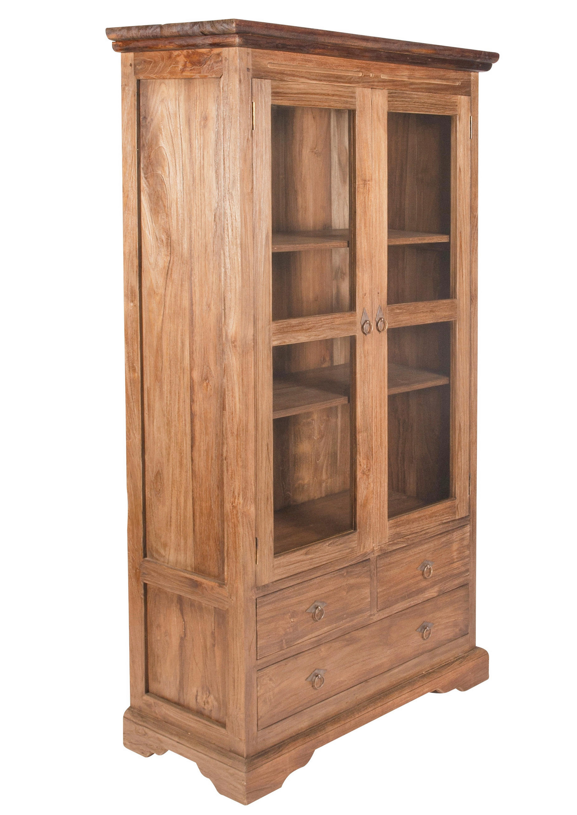 VITRINE  in massiv Teakholz Braun, Naturfarben  - Messingfarben/Naturfarben, Design, Holz/Metall (98/183,5/44cm) - MID.YOU