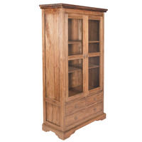 VITRINE  in massiv Teakholz Braun, Naturfarben  - Messingfarben/Naturfarben, Design, Holz/Metall (98/183,5/44cm) - MID.YOU
