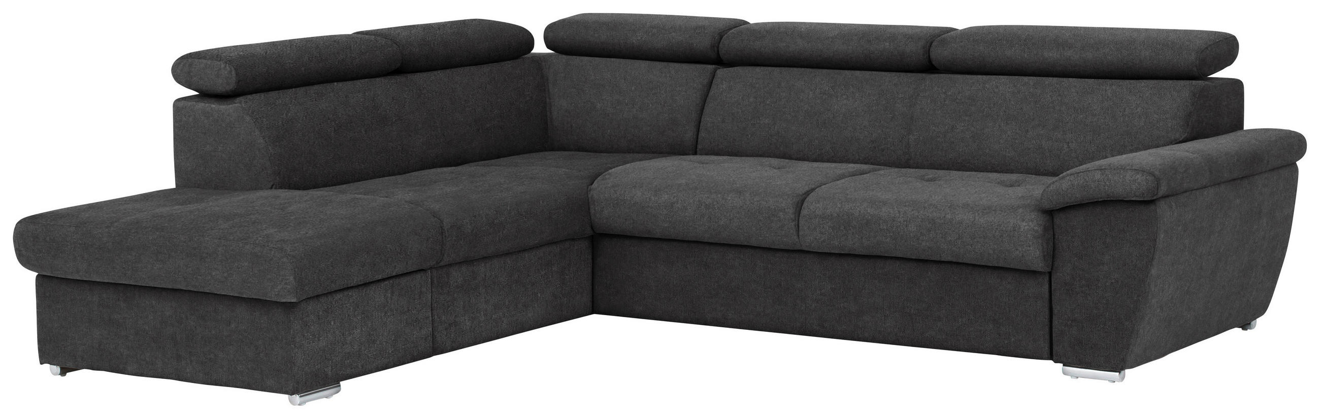 ECKSOFA in Mikrofaser Schwarz  - Chromfarben/Schwarz, Design, Textil/Metall (216/262cm) - Livetastic