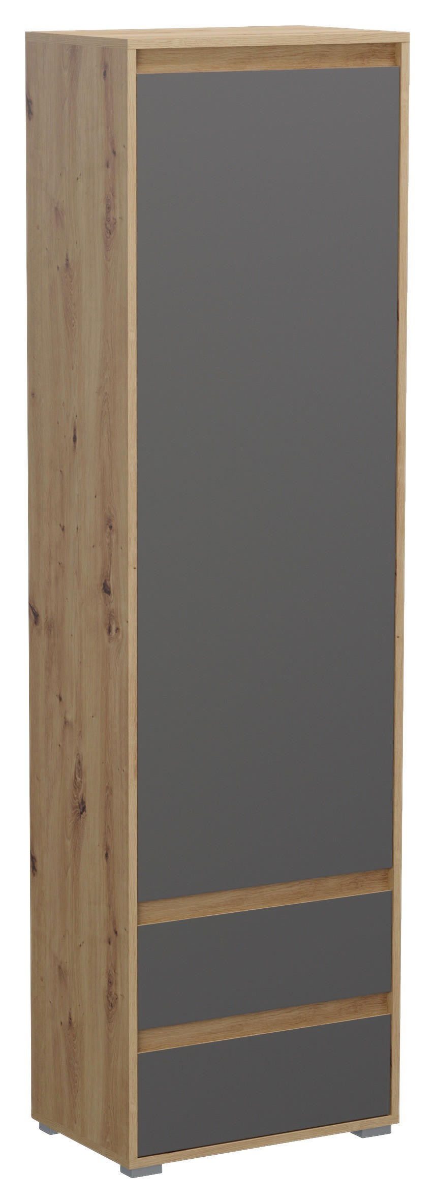 MID.YOU SKŘÍŇ NA ODĚV, šedá, dub artisan, 54/190/35 cm - šedá,dub artisan - kompozitní dřevo