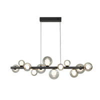 Lampă Suspendată Cu Led 95/27/150 cm  - negru maroniu, Design, sticlă/metal (95/27/150cm) - Dieter Knoll