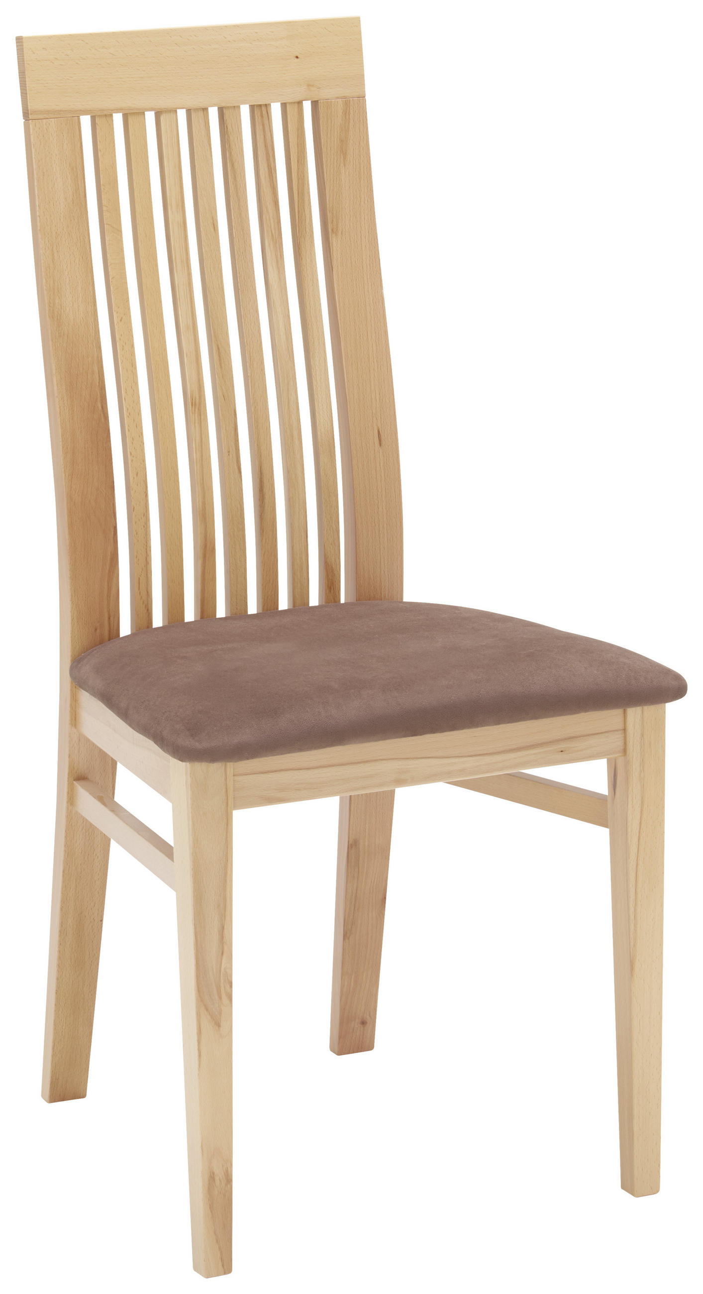 Stuhl in Holz, Textil Braun, Buchefarben