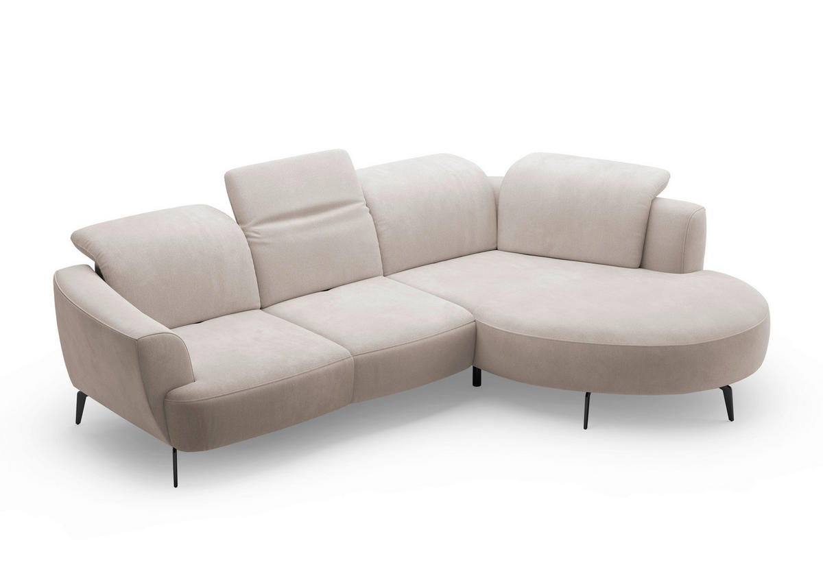 ECKSOFA in Flachgewebe Greige  309/199 cm  - Greige/Schwarz, KONVENTIONELL, Textil/Metall (309/199cm) - Sit & More