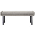 HOCKERBANK 160/49/49 cm Webstoff Schwarz, Hellgrau  - Hellgrau/Schwarz, Design, Textil/Metall (160/49/49cm) - Novel