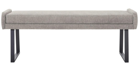 HOCKERBANK 160/49/49 cm Webstoff Schwarz, Hellgrau - Hellgrau/Schwarz, Design, Textil/Metall (160/49/49cm) - Novel