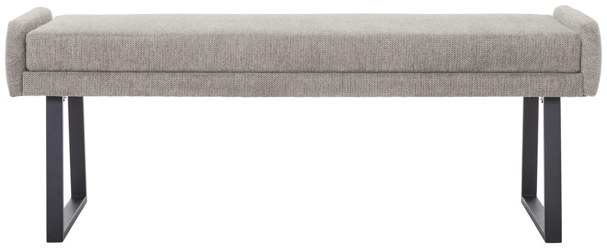 HOCKERBANK 140/51/49 cm Webstoff Hellgrau, Schwarz  - Hellgrau/Schwarz, Design, Textil/Metall (140/51/49cm) - Novel