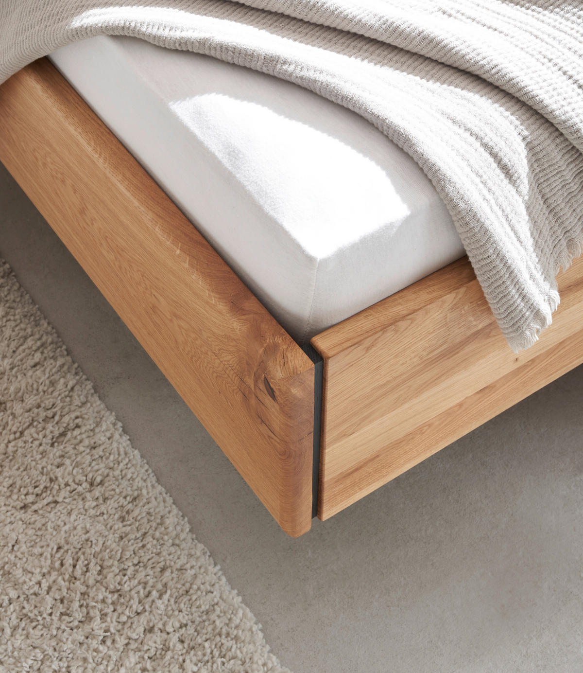BETTANLAGE 180/200 cm  in Anthrazit, Wildeiche  - Wildeiche/Anthrazit, Natur, Holz (180/200cm) - Valnatura