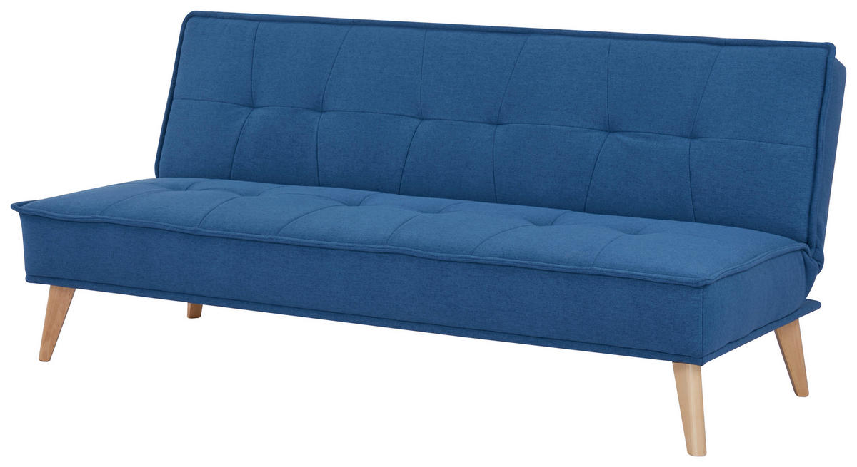 SCHLAFSOFA Webstoff Blau  - Blau/Kieferfarben, Design, Holz/Textil (181/82/85cm) - MID.YOU