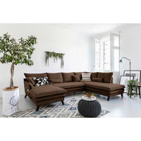 SEDACÍ SOUPRAVA, textil, hnědá - černá/hnědá, Design, dřevo/textil (150/300/200cm) - P & B