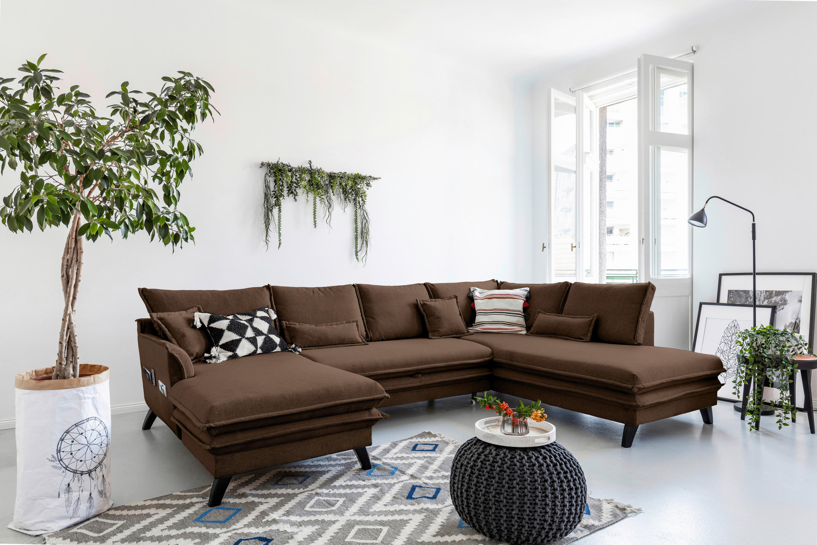 P & B SEDACÍ SOUPRAVA, textil, hnědá