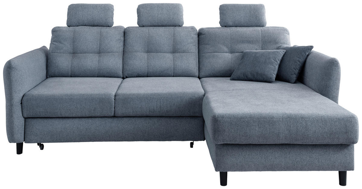 ECKSOFA in Chenille Hellblau  - Blau/Silberfarben, Modern, Holz/Textil (250-280/176cm) - Livetastic